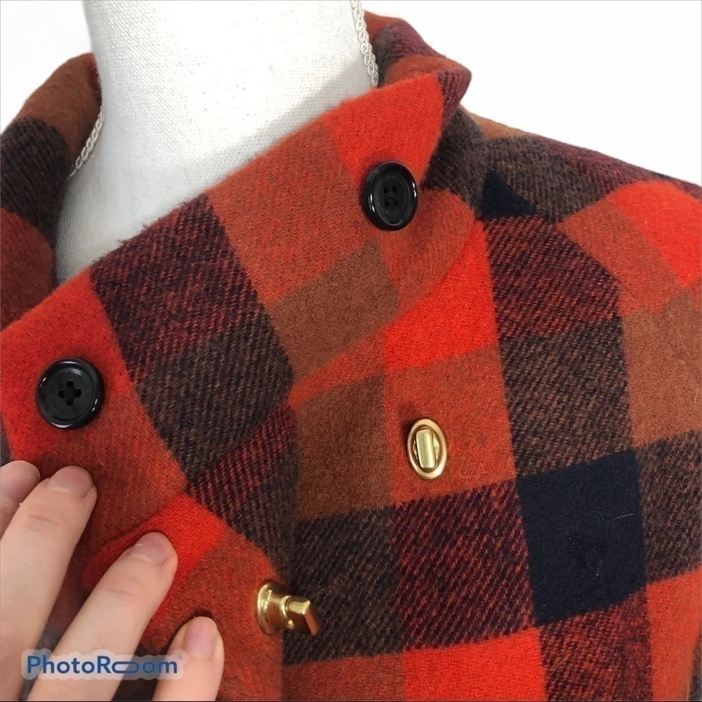 Coach Wool Buffalo Plaid Coat XS Red Black Women’s